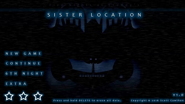 Sister Location horror game menu